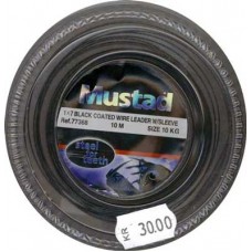 Mustad Steel for teeth 1x7 black coted wire leader w/sleeves 10kg