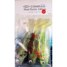 Fladen Connrad Shad Rattle 140mm limegrön svart röd 
