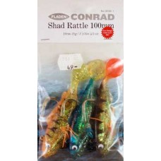 Fladen Conrad Shad Rattle 100mm orange gul blå med svarta ränder